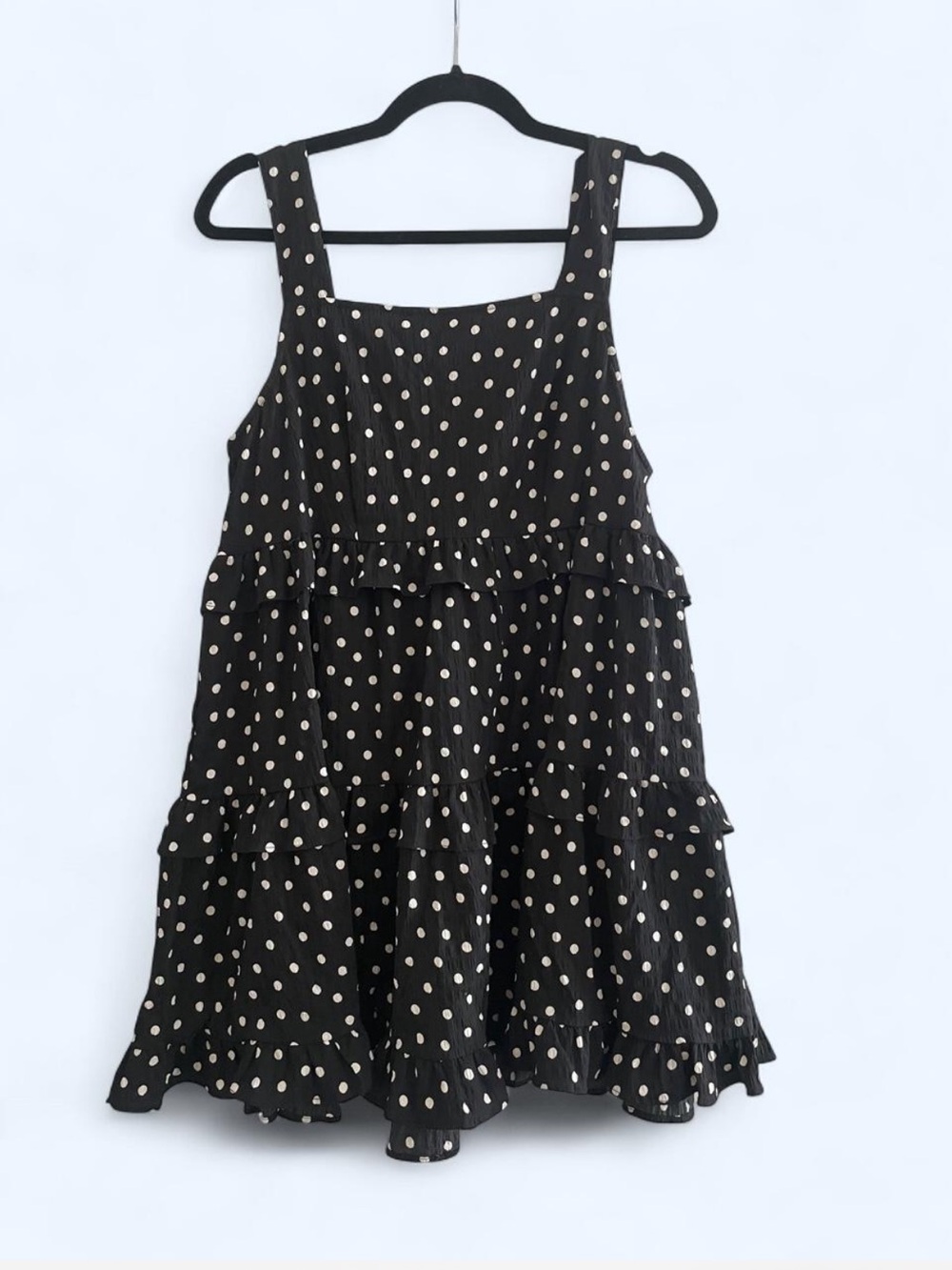 Black Polka Dot Tiered Babydoll Mini Dress - Classic Summer Style